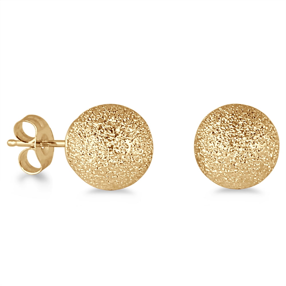 Szul Jewelry 14K Yellow Gold 8mm Laser Cut Ball Stud Earrings