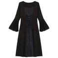 thumbnail image 5 of TiaoBug Girls Medieval Renaissance Dress Long Sleeve Lace-Up Halloween Gothic Victorian Corset Dress Black 10, 5 of 7