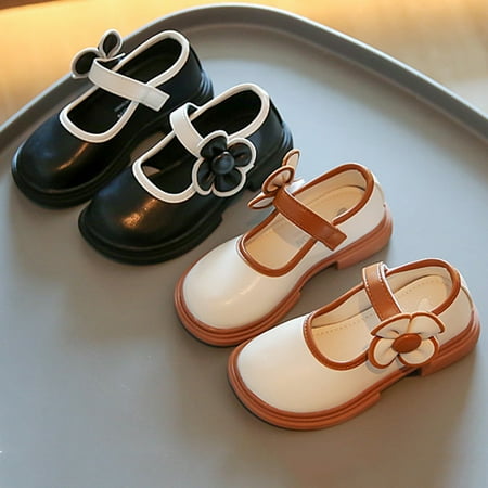 

eczipvz Toddler Shoes Spring and Summer Girls Casual Kids Casual Leather Princess Shoes Buckle Dress Shoes Hot Chocolate Toddler Shoes (Black 1 Big Kids)