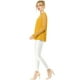 thumbnail image 4 of AllegK CamiDe GaCon Cuello Redondo Y BluCampesiDe ManLarCon Panel Floral De Encaje PaMujer Amarillo M, 4 of 6
