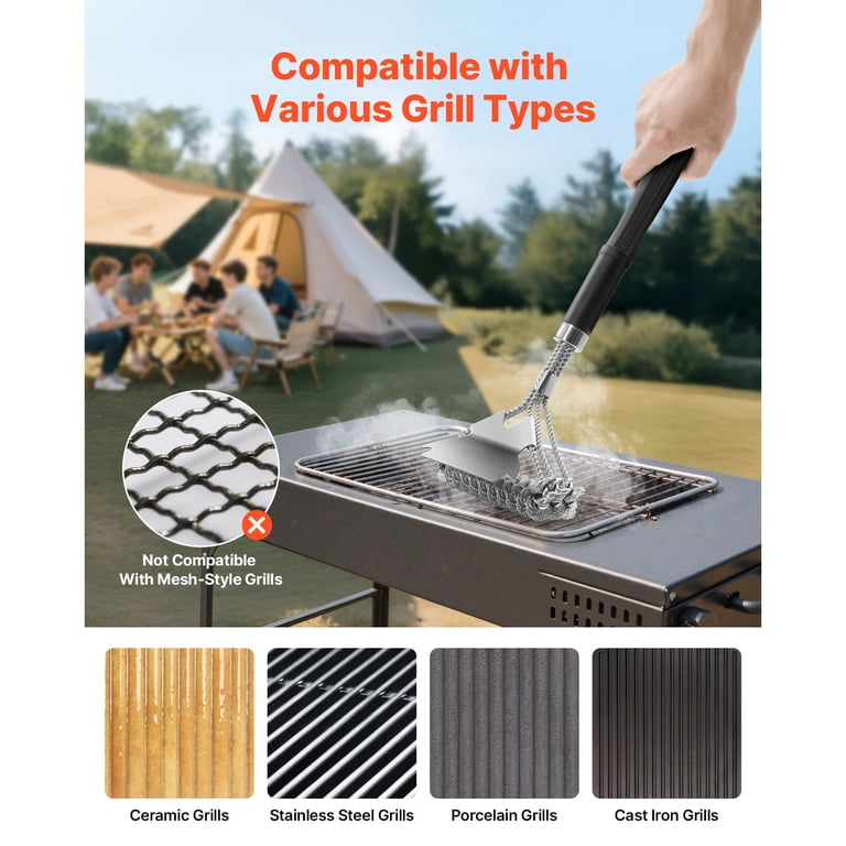 KFFKFF Grill Brush and Scraper, Stainless Steel, 17 In photo 5