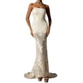 thumbnail image 1 of Vestido BELLA BARNETT bordado blanco maxi sin tirantes para mujer, 1 of 3