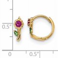 thumbnail image 2 of 14K Yellow Gold Madi K Red & Green CZ Hinged Hoop Earrings, 2 of 2