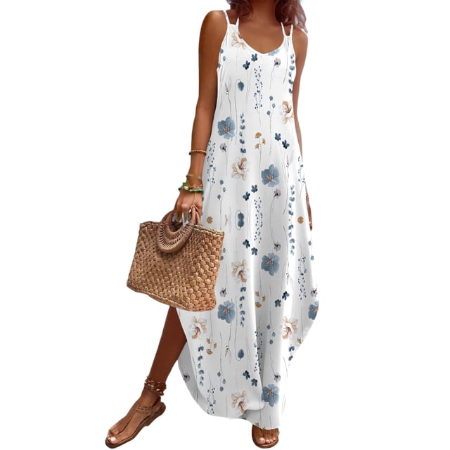 Vestido de verano Zeagoo 2025 para mujer, bohemio, playa, blanco y floral