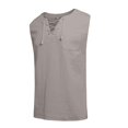 thumbnail image 3 of Men's Casual Loose Cotton Linen Shirts Colour Shirt Blouse Sleeveless Vest Beach Shirts Tops 2XL, 3 of 4