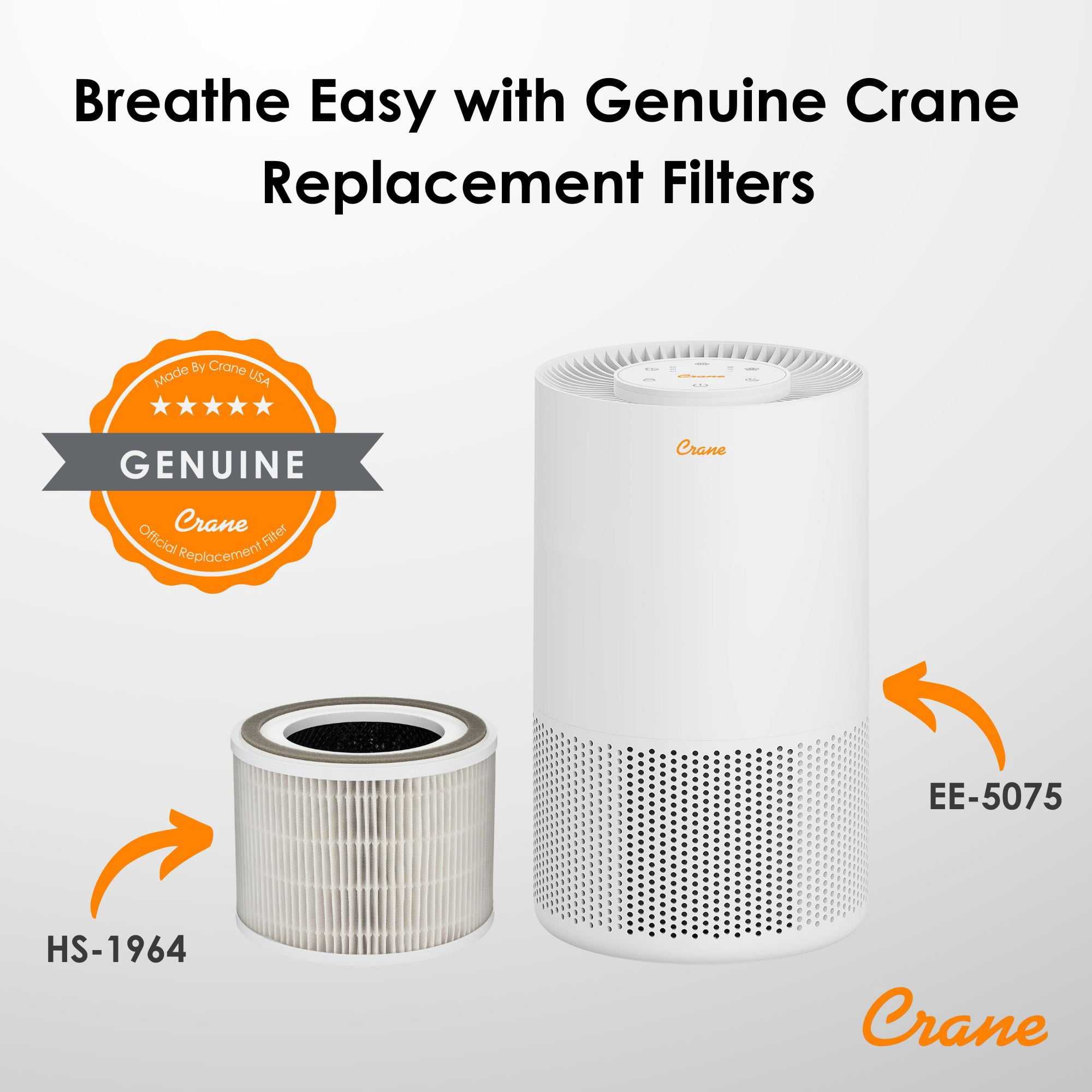 Crane True HEPA Air Purifiers for Home, Up To 250 Sq Ft, with Sleep Timer, Child Lock, Aroma Tray