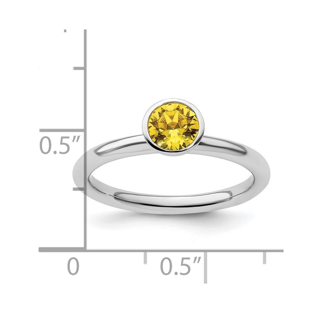 925 Sterling Silver Bezel Polished Stackable High 5mm November Crystal Ring Size 10 Stackable Ring for Women