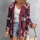 thumbnail image 2 of Moda mujer manga larga cárdigan estampado otoño Casual abrigo blusa Top Pompotops  qwe21206, 2 of 6