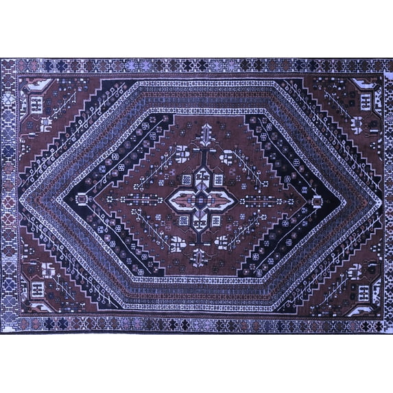 Ahgly Company Machine Washable Indoor Rectangle Persian Blue Traditional Area Rugs, 7' x 10'