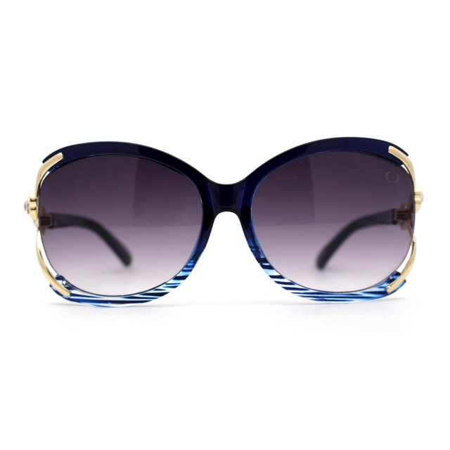 Womens Rhinestone Jewel Butterfly Exposed Lens Diva Sunglasses Blue Smoke