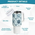 thumbnail image 3 of 40 oz Tumbler with Handle and Straw Lid 3d Snowflakes Insulated Vacuum Water Bottle Stainless Steel Travel Cup, 3 of 8