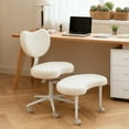 thumbnail image 6 of JONPONY Cross Legged Chair with Wheels, Adjustable Height, Meditation ADHD Chair with Back Support, Home and Office, Teddy fleece, Ivory, 6 of 10