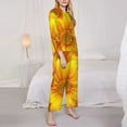 thumbnail image 4 of Junzan 3d Sunflowers Print Womens Pajama Sets,Long Sleeve Button Down For Women Pjs 2 Piece, 4 of 9