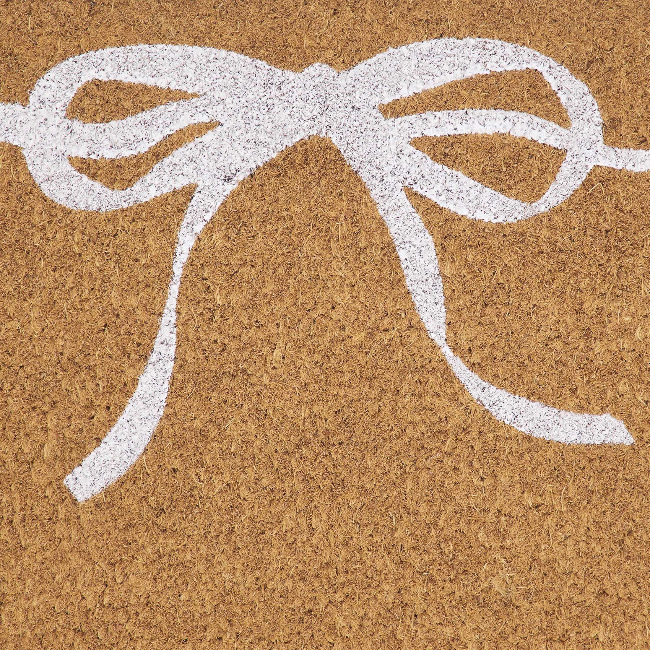 My Texas House White Bow Outdoor Coir Doormat, 30" x 48"