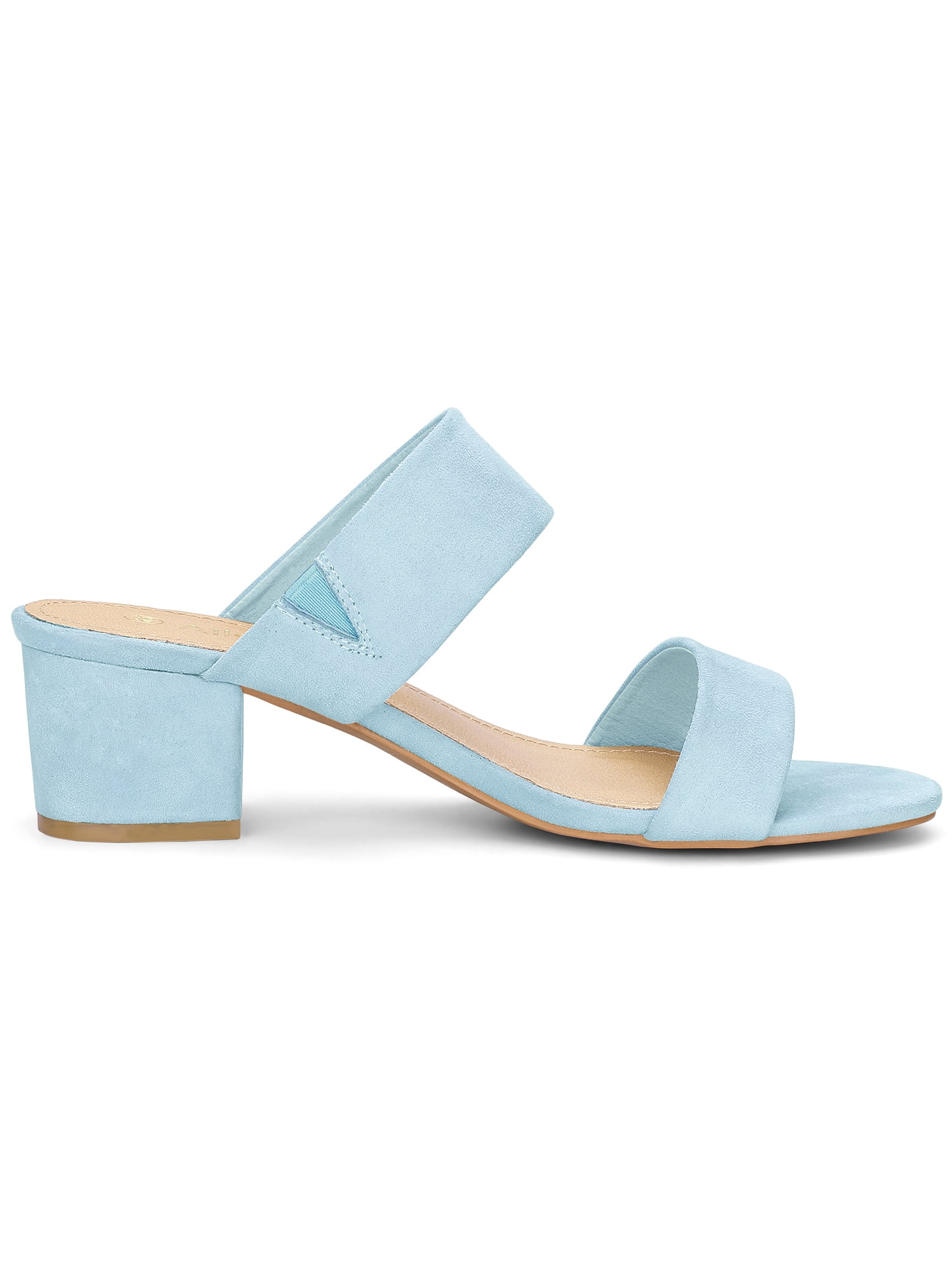 Unique Bargains Women's Block Heel Dual Straps Slide Sandals