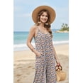 thumbnail image 2 of Ekouaer Wide Leg Jumpsuits for Women Casual Overalls Sleeveless Vacation Outfits One Piece Boho Printed Romper with Pocket, 2 of 6
