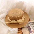 thumbnail image 3 of Aosijia 2 Pack Girls Wide Brim Straw Hat with Bowknot Summer Beach Sun Protection Hat Solid Color, 3 of 5