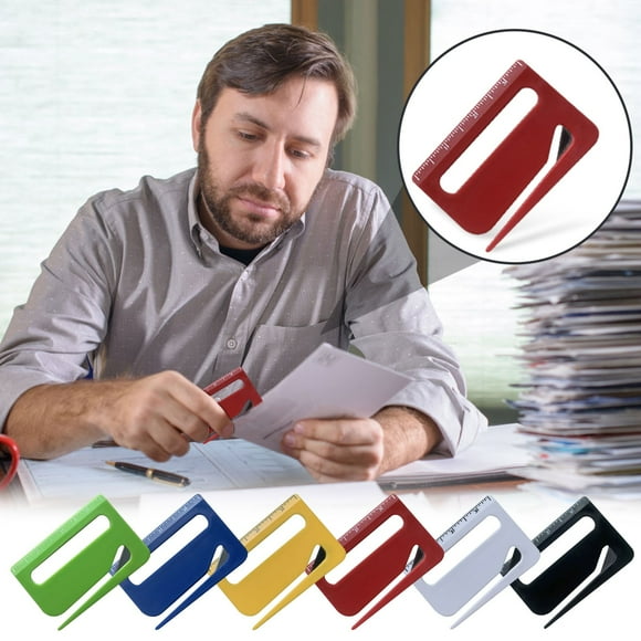 Abrecartas Cortador de sobres | Herramienta compacta para abrir correo | Cuchilla de acero inoxidable | Cortador de paquetes y cortador de papel de regalo | Regla integrada perfecta para oficina