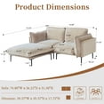 thumbnail image 3 of Sdorens Convertible Sectional Sofa Set,Small L Shaped 3-Seat Couch with Ottoman,Modern Sofas Couches for Living Room,Khaki, 3 of 19