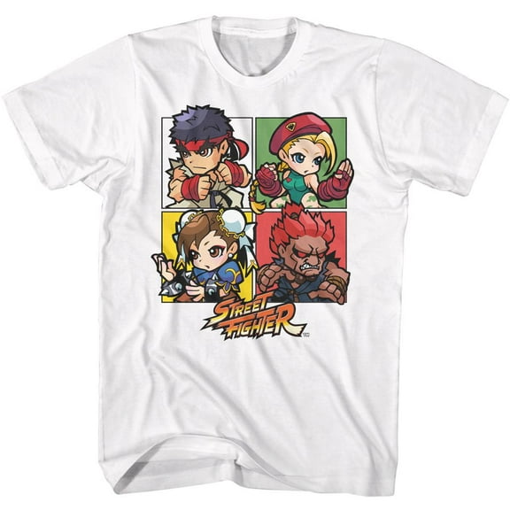 Street Fighter Four Chibi Squares White T-Shirt