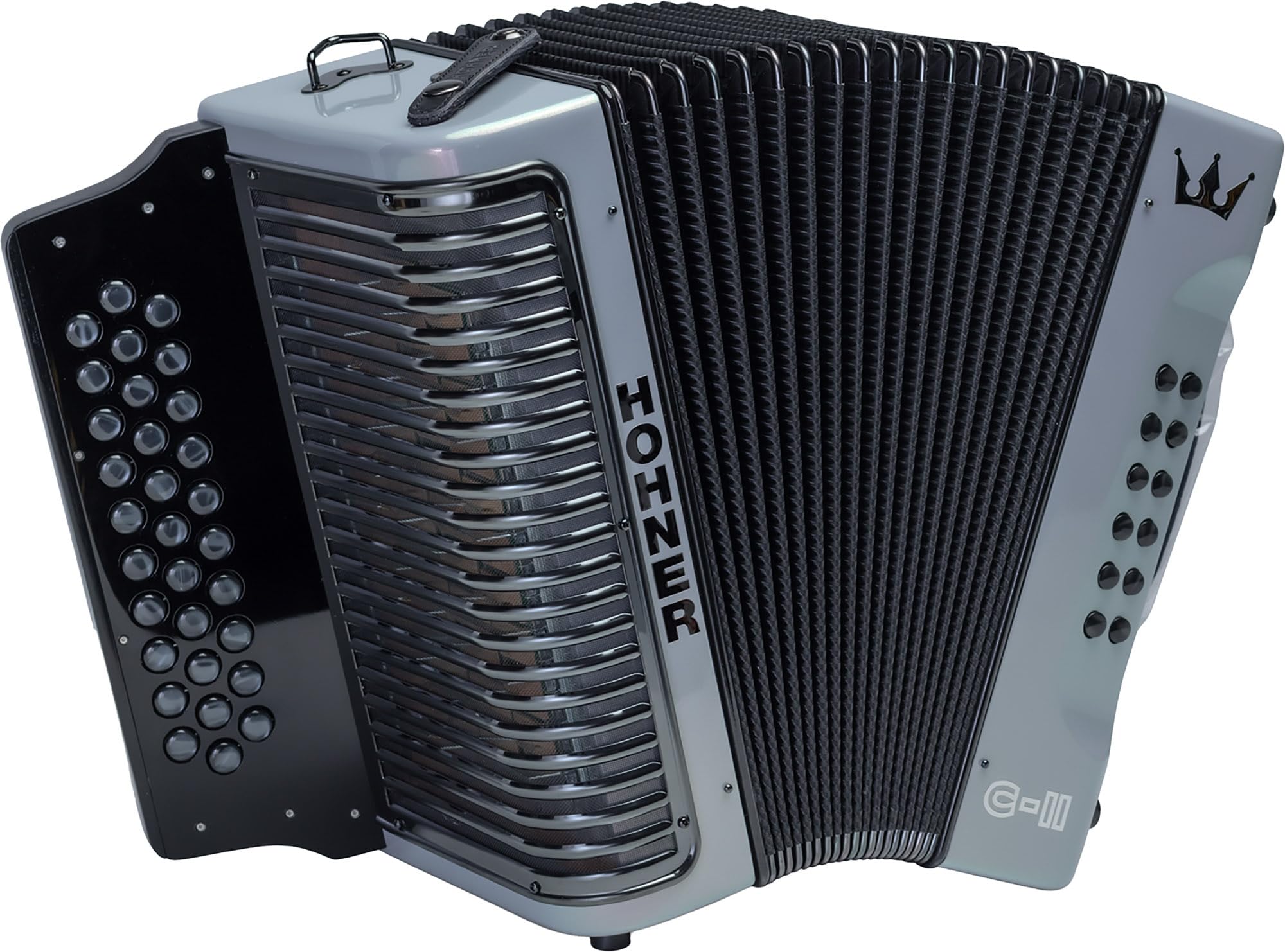 Hohner Corona C-II F/Bb/Eb Accordion - Silver Rainbow Bundle with Gig Bag, Adjustable Straps, and Austin Bazaar Polishing Cloth