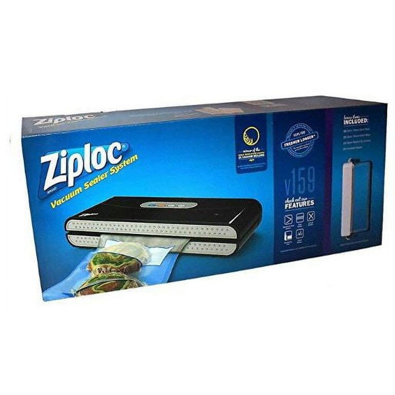 Ziploc V159 Vacuum Seal Food Saving Machine with 3-Quart Bags, 2-Gallon  Bags and a 0.5L Canister, Black 
