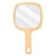 thumbnail image 1 of Miangastore 1Pc Wooden Handle Makeup Mirror Creative Cosmetic Mirror Handheld Makeup Mirror, 1 of 8