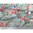 thumbnail image 3 of Soimoi Blue Poly Georgette Fabric Insect,Peach & Pink Floral Print Sewing Fabric BTY 52 Inch Wide, 3 of 3