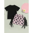 thumbnail image 4 of Arvbitana Toddler Baby Girls Cowgirl Skirt Set Letters Print Short Sleeve T-shirt + Horse Print Tasseled Skirt Summer Western Outfit 2Pcs 6M-4T, 4 of 9