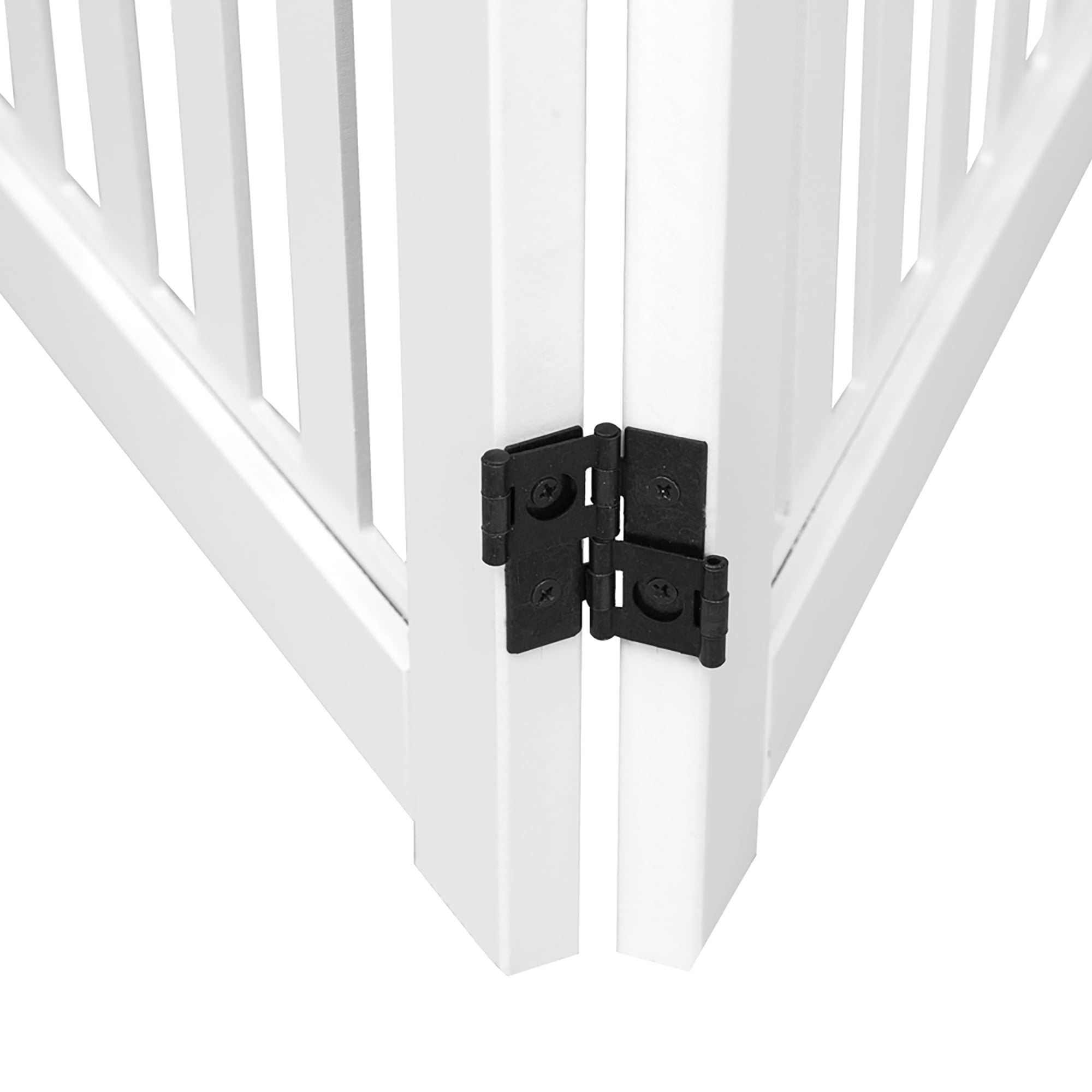 Trimate: 4 Panel Dog Gate - White - Foldable Wooden Freestanding Pet Gate, 80"L x 23.6"H, For Doorways, Halls & Stairs, 360 Degree Rotated Hinges