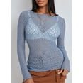 thumbnail image 4 of Faithtur Femmes Été Pure Crop Tops Manches Longues Équipée Dentelle Courte Sortir Tops pour la Fête, 4 of 9