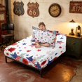 thumbnail image 4 of Manfei Watercolor Floral Stars Twin Sheets, Firework US Flag Bedding, Red Blue White, Navy Reversible 3 Pieces (1 Flat Sheet, 1 Fitted Sheet and 1 Pillowcase), 4 of 6