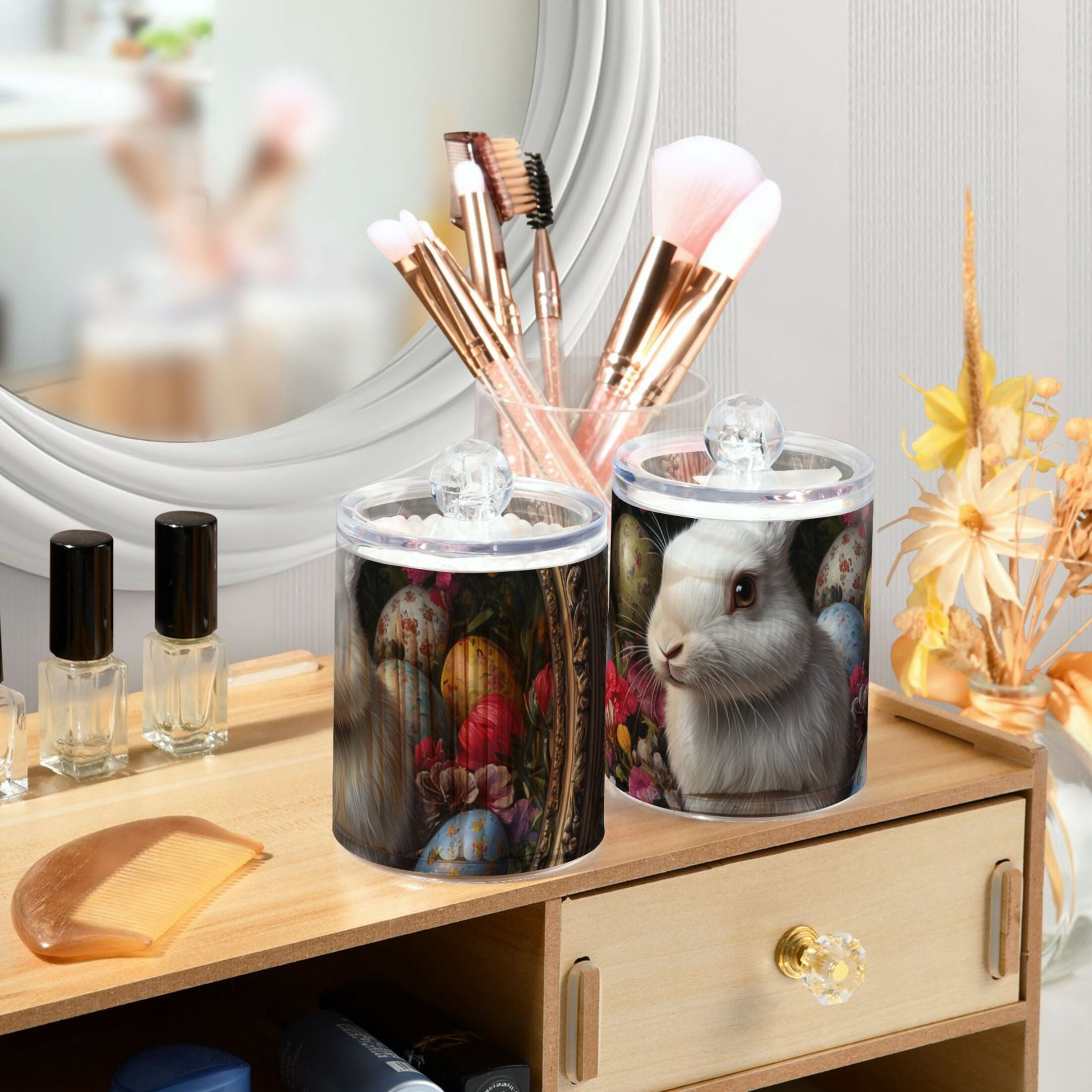 Ckdifva Rabbit Easter Eggs Storage Jar with Lid Acrylic Organization Storage Containers Set of 4