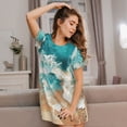 thumbnail image 3 of Fotbe Ocean Wave Crash Bata de Dormir para Mujer con Estampado, Camisón de Algodón de Manga Corta, Ropa de Dormir Casual, 3 of 6