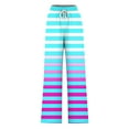 thumbnail image 4 of USNSM Drawstring Wide Leg Pants for Women Striped Casual High Waisted Lounge Pants Summer Beach Trendy Gradient Trousers Purple XL, 4 of 4