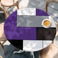 thumbnail image 3 of Purple Gray Round Fitted Table Cover Abstract Color Block Geometric Modern Waterproof Table Cloth with Elastic Edge Wipeable Tablecloth for Picnic Camping Party Fits 45"-54" Diameter, 3 of 8