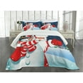 thumbnail image 3 of Ambesonne Christmas Quilted Bedspread Set 2 Pcs, Santa Snowman Hug, Twin Size, Blue Red White, 3 of 5