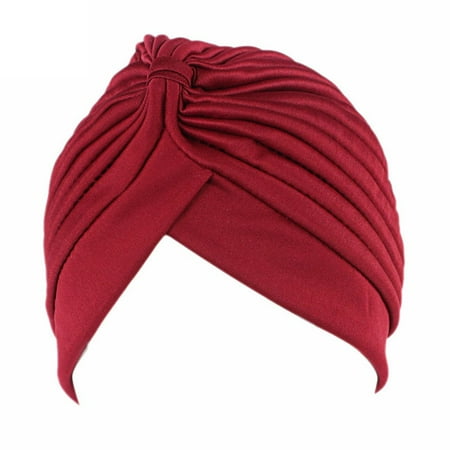 Dri Fit Head Tie - Women's Chemo Pleated Pre Tied Head Cover Up Knit Bonnet Sun Turban Cap