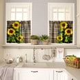 thumbnail image 2 of Sunflower Kitchen Curtain Tiers and Valance Curtain Sets Sunflower Yellow Floral Retro Decorative Cafe Curtains Set for Kitchen Living Room Bathroom 52x18 & 27x24x2, 3 Panel, 2 of 4