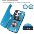 thumbnail image 7 of Compatible with iPhone 15 Pro Case Wallet with Card Holder,Embossed Butterfly Pattern PU Leather Double Buttons Flip Protective Shockproof Cover for Magnetic Car Mount 6.1 Inch (Blue), 7 of 7