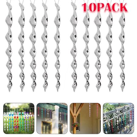 10pcs Bird Deterrent Rods Reflective Bird Repellent Wind Twisting Rods-Sliver