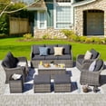 thumbnail image 5 of MEISSALIVVE 8 Pieces Patio Furniture Set, Rattan Sectional Set with Swivel Rocking Chairs, Outdoor Wicker Sofa Couch with Waterproof Cushions (Gray), 5 of 10