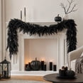 thumbnail image 5 of 6Ft Black Halloween Norfolk Pine Garland - Realistic Gothic Faux Garland Mantle Decoration, Black Artificial Hanging Vine Twigs for Door Fireplace Mantle Stairs Holiday Home Party Decoration, 5 of 7
