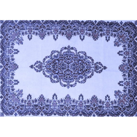 Ahgly Company Indoor Rectangle Medallion Blue Traditional Area Rugs, 6' x 9'