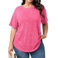 thumbnail image 2 of Fantaslook Womens Plus Size Tops Crewneck Short Sleeve Shirts Casual Loose Tunic Tops Curved Hem Summer Blouses, 2 of 7