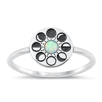 CHOOSE YOUR COLOR White Simulated Opal Ring .925 Sterling Silver Band CZ Jewelry Female Size 6