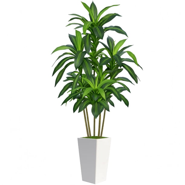 Árbol artificial de drácena Flydeer de 213 cm con maceta blanca