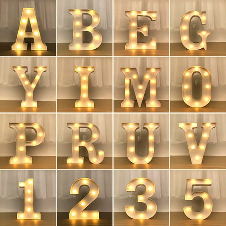 

Mairbeon Alphabet 26-Letter 0-9 Number LED Sign Wall Hanging Night Light Party Bar Decor