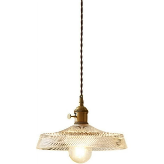 Vintage Clear Glass Pendant Light with Switch, Transparent Glass Pendant Lamp for Kitchen Island, Rustic Farmhouse Pendant Lighting, Retro Pendant Light Fixture for Dining Room Over Table Above Sink
