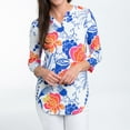 thumbnail image 2 of Elsie & Zoey Daisy Small 3/4 Sleeve V-Neck Jersey Floral Tunic Blouse for Women, 2 of 6